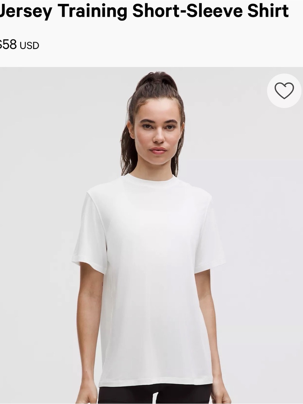 NWOT Womens Jersey Training Shirt Short-Sleeve Crew Neck White